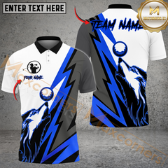 Maxcorners Lightning Wolf Golf Polo Shirt, Customized Name & Team Name 3D Shirts (4 Colors)