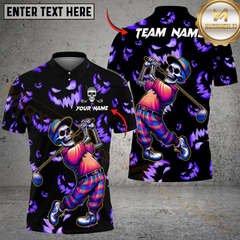 Maxcorners Golf Halloween Skeleton Multicolor Customized Name, Team Name 3D Shirts