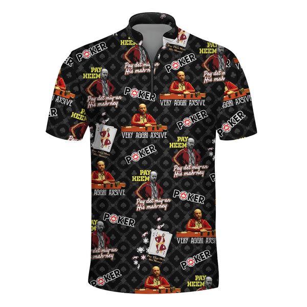 Rounders Teddy KGB Poker Pattern Polo Shirt - Men's Poker Club Shirts for Team