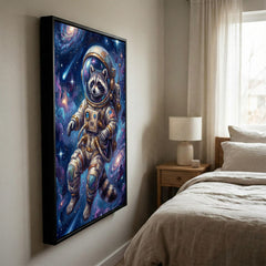 Maxcorners Astronaut Raccoon Floating in Outer Space Galaxy Art Canvas Wall Art