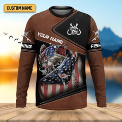 Maxcorners Fishing American Flag UPF Fishing Shirt, Patriotic Fishing Shirt, Men's Fishing Shirts, Gift For Fisherman
