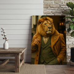 Maxcorners Lion Gentleman Portrait 3D Wrapped Canvas