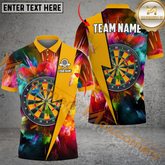 Maxcorners Darts Colourful Smoke Mutilcolor Options Personalized Name, Team Name 3D Polo Shirt