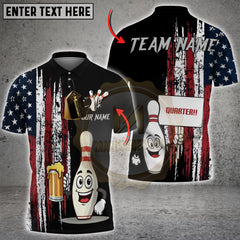 Maxcorners Custom Funny Beer Bowling Polo Shirts For Men, Bowling Team Bowling League Shirt For Kevin
