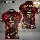 Maxcorners Bowling Pirate Captain Skeleton Multicolor Customized Name, Team Name 3D Shirts