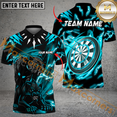 Maxcorners Darts Thunder Panther Dartboard MutilColor Option Customized Name, Team Name 3D Polo Shirt