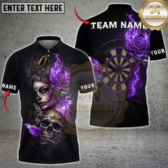 Maxcorners Darts Skull and Rose Flame Design Multicolor Customized Name, Team Name 3D Shirts
