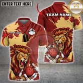 Maxcorners Bowling Roaring Lion Strike Multicolor Customized Name, Team Name 3D Shirts