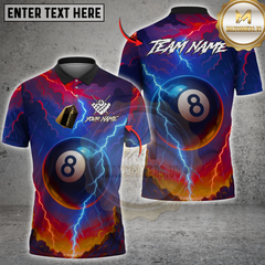 Maxcorners Billiard 8-Ball Lightning Pool Multicolor Customized Name, Team Name 3D Shirt