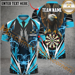 Maxcorners Darts Eagle Thunder Lightning Mutilcolor Options Personalized Name, Team Name 3D Polo Shirt