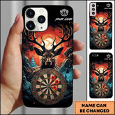Maxcorners Darts Deer Sunset Forest Dartboard Personalized Name Phone Case