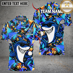 Maxcorners Golf Funny Shark Multicolor Customized Name, Team Name 3D Shirts
