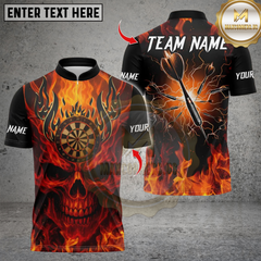 Maxcorners Darts Flaming Skull Dartboard Design Multicolor Customized Name, Team Name 3D Shirts