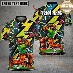 Maxcorners Electric Swing Golf Multicolor Customized Name, Team Name 3D Shirts