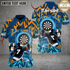 Maxcorners Darts Penguin Bullseye Personalized Name 3D Unisex Shirt