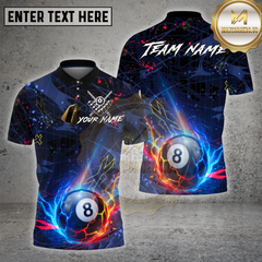 Maxcorners Billiards Shirts 8-Ball Fire Energy Design Multi Options Personalized Name, Team Name 3D Shirt