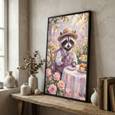 Maxcorners Raccoon Tea Party in Rose Garden Vintage Painting Canvas Wall Art