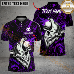 Maxcorners Wildfire Wolf Swing Golf Shirt, Customized Name & Team Name 3D Shirts (4 Colors)