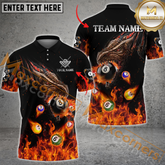 Maxcorners Dragon Ball Flame Billiard Jersey Multicolor Options Personalized Name, Team Name 3D Polo Shirt (4 Colors)