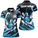 Maxcorners Flame Lightning Thunder Bowling Ball Pins Multicolor Option Customized Name 3D Shirt For Women