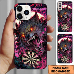 Maxcorners Darts Purple Pink Wolf Lightning Dartboard Personalized Name Phone Case