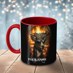 Maxcorners Deer Cool Sunglasses Fire Flag Multicolor Options Personalized Name 3D Ceramic Mug