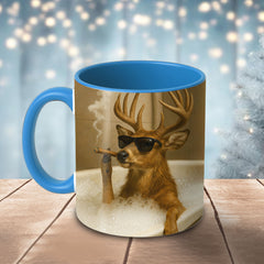 Maxcorners Deer Relaxing Bathtub Cigar Style Multicolor Options 3D Ceramic Mug