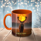 Maxcorners Deer Full Moon Mystical Scene Multicolor Options 3D Ceramic Mug
