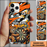 Maxcorners Darts Orange Graffiti Bear Dartboard Personalized Name Phone Case