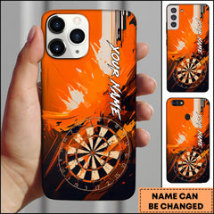 Maxcorners Darts Orange Black Fire Dartboard Personalized Name Phone Case