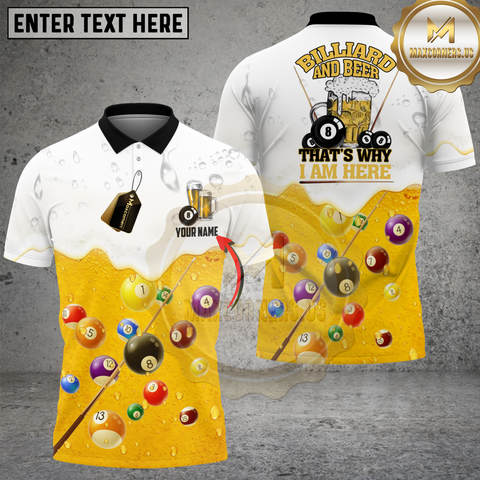 Maxcorners Billiards Beer and Pool Fun Personalized Name 3D Unisex Shirt