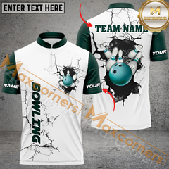 Maxcorners Broken Bowling Jersey Multicolor Option Customized Name, Team Name 3D Polo Shirt