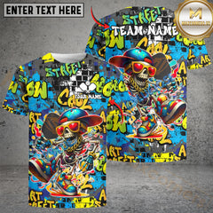 Maxcorners Personalized Street Graffiti Skull Pickleball Name & Team Name 3D Shirts (4 Colors)