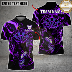 Maxcorners Darts Cool Wolf Neon With Dartboard Multicolor Customized Name, Team Name 3D Shirts