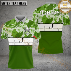 Maxcorners Golf Camo Print And Heartbeat Multicolor Customized Name, Team Name 3D Shirts