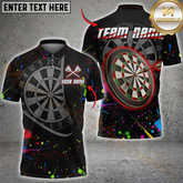 Maxcorners Darts Color Splash Dartboard Multicolor Customized Name, Team Name 3D Shirts