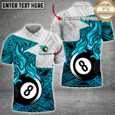 Maxcorners Ball 8 Flame Maori Pattern Billiard Jersey Multicolor Options Personalized Name, Team Name 3D Polo Shirt (4 Colors)