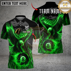 Maxcorners Billiards Ball 8 Burning Eagle Personalized Name Shirt (4 Colors)