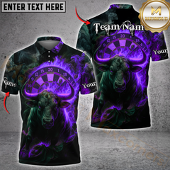 Maxcorners Darts Fire And Smoke Bullseye Personalized Name, Team Name Shirt