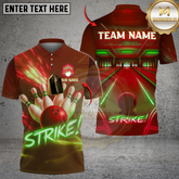 Maxcorners Bowling And Pins Neon Strike Lane Customized Name, Team Name 3D Shirt (4 Colors)