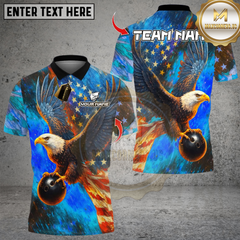 Maxcorners Bowling Sky Eagle US Flag Multicolor Customized Name, Team Name 3D Shirts