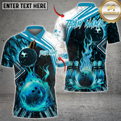Maxcorners Bowling Flame Multioptions Personalized Name, Team Name Unisex 3D Shirts