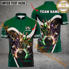 Maxcorners Ball And Pins Digital Bowling Jersey Multicolor Option Customized Name, Team Name 3D Polo Shirt