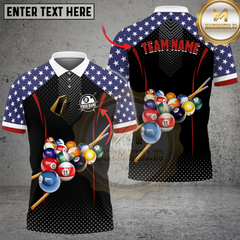 Maxcorners Billiards American Stars Cue Balls Personalized Name 3D Unisex Shirt