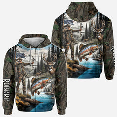 Maxcorners Love Hunting, Personalized Hunting All Over Shirt, Personalized 3D Hoodie For Hunting Lover 15 TU2611