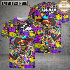 Maxcorners Personalized Street Graffiti Skull Pickleball Name & Team Name 3D Shirts (4 Colors)