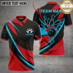 Maxcorners Bowling Retro Multicolor Options Personalized Name, Team Name 3D Shirt