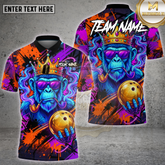 Maxcorners Gorilla Bowling King Neon Graffiti Multioptions Personalized Name, Team Name Unisex 3D Shirt (4 Colors)