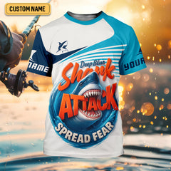 Maxcorners Deep Blue Shark Attack, Unleashing The Beast Of The Deep Fishing UPF Shirts, Mens Fishing Shirts Long Sleeve