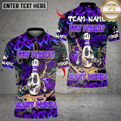 Maxcorners Few Strike Many Drinks Bowling Design Multicolor Customized Name, Team Name 3D Shirts